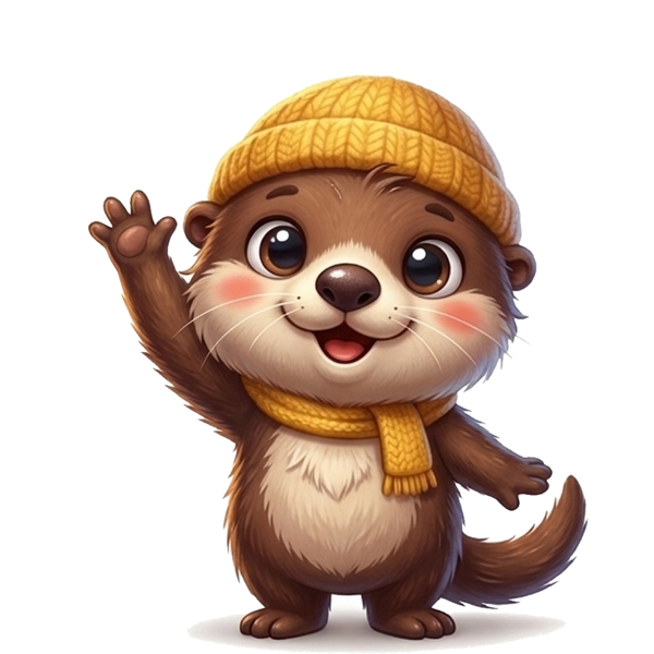 Pebble, the app's otter, waving